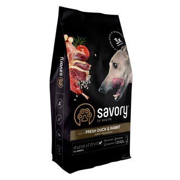 Корм сухий Savory Adult All Breeds rich in Fresh Duck and Rabbit для собак усіх порід зі свіжою качкою та кроликом 12 кг 30181 фото