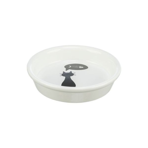 Миска Trixie для котів біла з чорним котиком керамічна 250 мл d-13 см 24499 фото