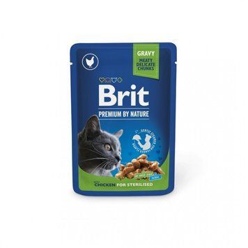 Корм вологий Brit Premium Cat Sterilised Chicken Slices pouch для стерилізованих котів з куркою 100 г 100275 /506033 фото