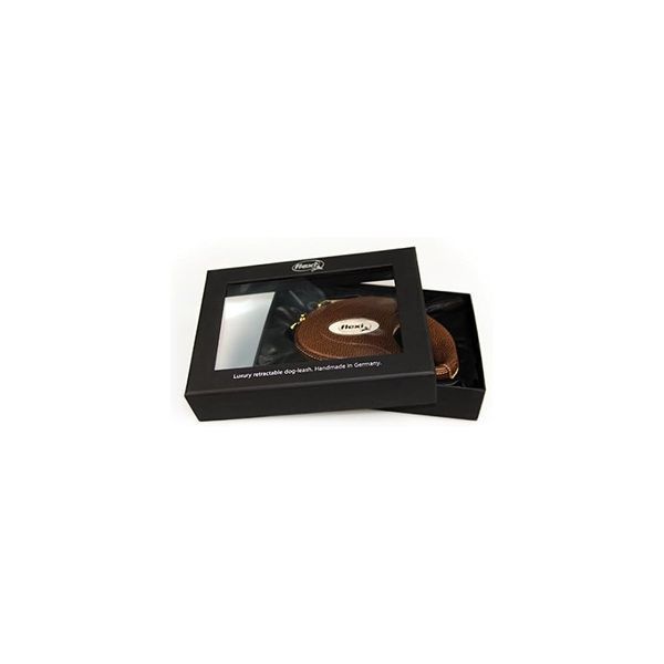 Повідець-рулетка Flexi для собак Leather стрічка темно-коричнева розмір М 5 м/25 кг ELG.210.DB LED.12 фото