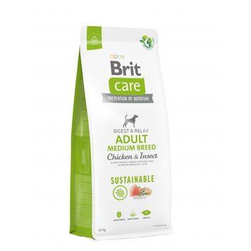 Корм сухий Brit Care Dog Sustainable Adult Medium Breed для дорослих собак середніх порід з куркою та комахами 12 кг 172177 фото