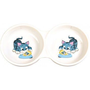 Миска Trixie для котів подвійна керамічна 2/150 мл d-11 см 4014***** фото