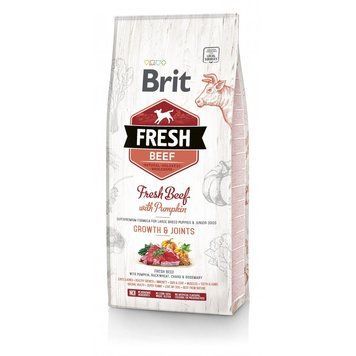 Корм сухий Brit Fresh Beef/Pumpkin Puppy Large для цуценят та молодих собак великих порід з яловичиною та гарбузом 12 кг 170991/530755 фото