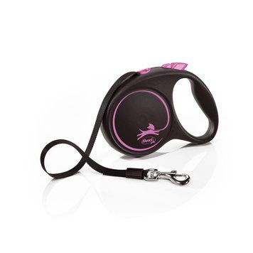 Повідець-рулетка Flexi для собак Black Design стрічка рожева розмір M 5 м/25 кг FL 034019***** фото
