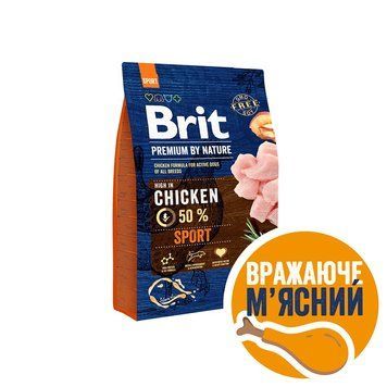 Корм сухий Brit Premium Dog Sport для дорослих собак усіх порід з високими витратами енергії з куркою 3 кг 170847/6666 фото