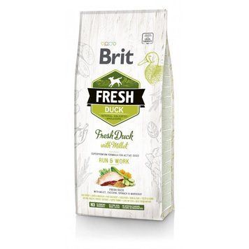 Корм сухий Brit Fresh Duck/Millet Active Run and Work для дорослих активних собак з качкою та пшоном 12 кг 170997/30816 фото