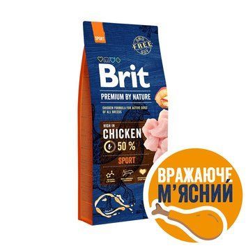 Корм сухий Brit Premium Dog Sport для дорослих собак усіх порід з високими витратами енергії з куркою 15 кг 170848/6673 фото