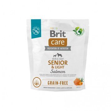 Корм сухий Brit Care Dog Grain-free Senior and Light для старіючих собак беззерновий з лососем 1 кг 172205 фото