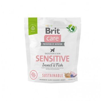Корм сухий Brit Care Dog Sustainable Sensitive для собак з чутливим травленням з рибою та комахами 1 кг 172187 фото