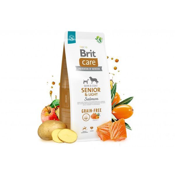 Корм сухий Brit Care Dog Grain-free Senior and Light для старіючих собак беззерновий з лососем 12 кг 172207 фото