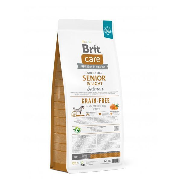 Корм сухий Brit Care Dog Grain-free Senior and Light для старіючих собак беззерновий з лососем 12 кг 172207 фото